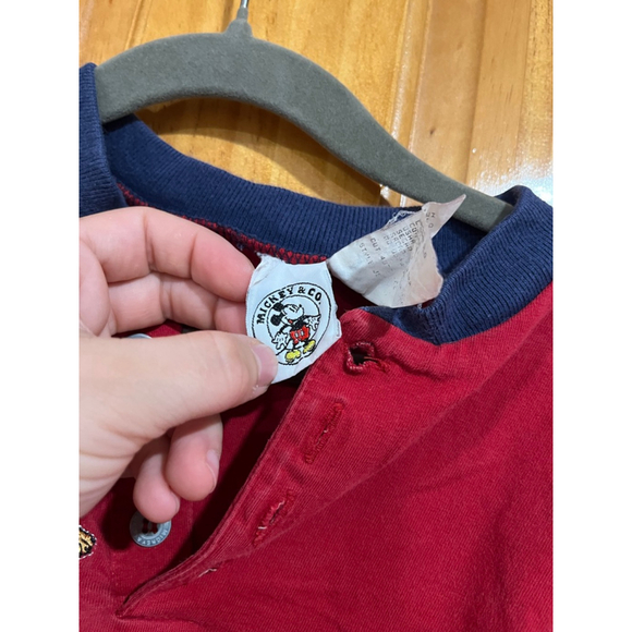 Vintage Disney Mickey & Co Embroidered Pluto Mickey Outdoors Henley Long Sleeve - Picture 6 of 6